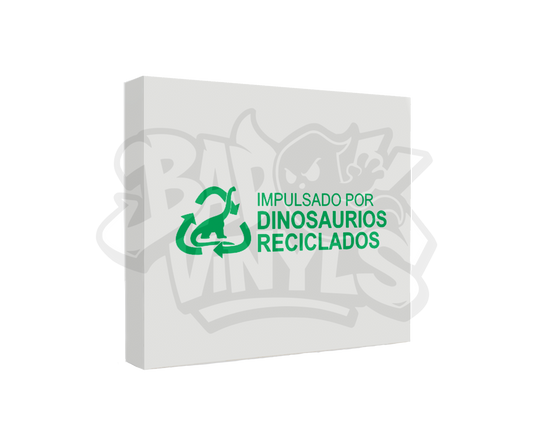 PEGATINA IMPULSADO POR DINOSAURIOS RECICLADOS