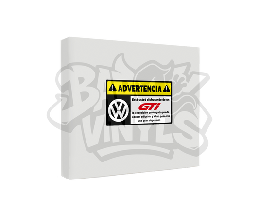 PEGATINA ADVERTENCIA VOLSWAGEN GTI