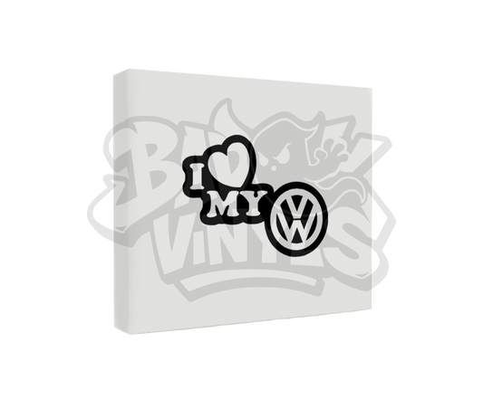PEGATINA I LOVE MY VOLKSWAGEN CON LOGO