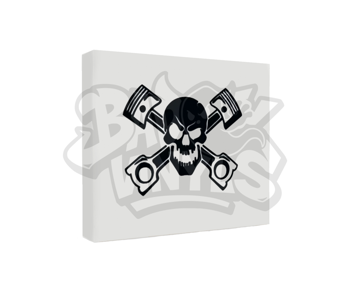 PEGATINA CALAVERA CON PISTONES