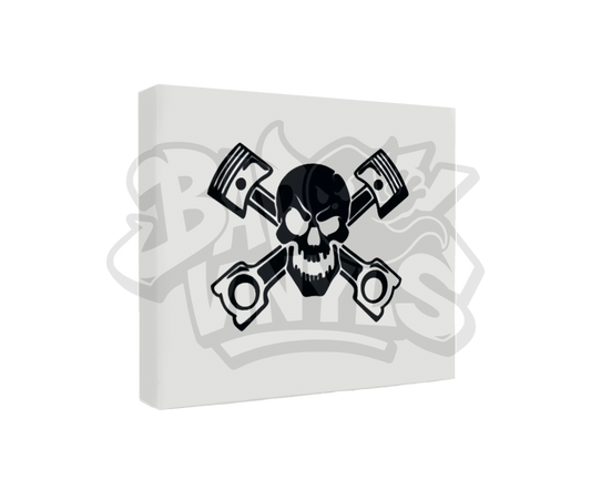 PEGATINA CALAVERA CON PISTONES