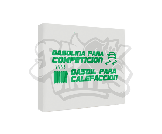 PEGATINA GASOLINA PARA COMPETICION GASOIL PARA CALEFACCION