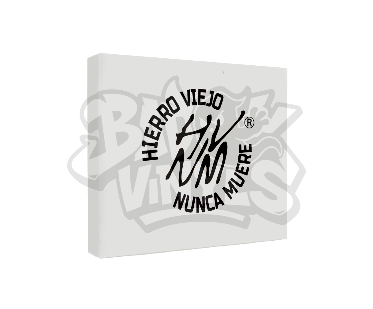 PEGATINA HIERRO VIEJO NUNCA MUERE INICIALES REDONDA