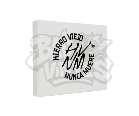 PEGATINA HIERRO VIEJO NUNCA MUERE INICIALES REDONDA