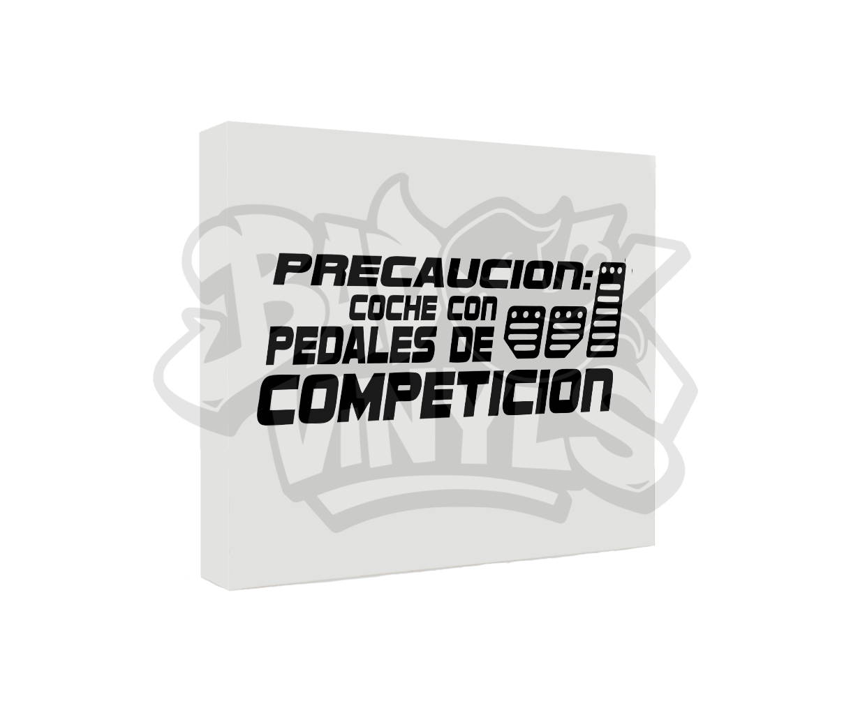 PEGATINA PRECAUCION COCHE CON PEDALES DE COMPETICION